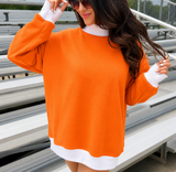 Orange/White Mock Neck Sweatshirt *ROUND 3*