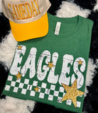 Checkered Faux Glitter Stars School Spirit Custom Tee