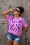 RTS Purple Smiley Flowers Tee