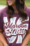 Maroon and White Retro Tee