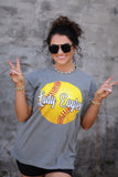Custom Faux Glitter Softball Tee