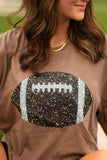 Brown Faux Glitter Football Tee