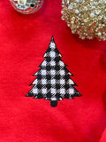 Embroidered Checkered Christmas Tree Sweatshirt