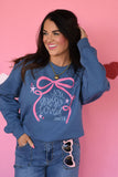 SALE You Are So Loved Bow Indigo Sweatshirt