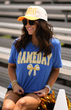 Game Day Gingham Bow Royal Tee