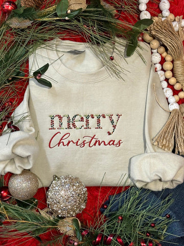 Embroidered Merry Christmas Sweatshirt