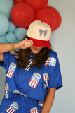 **SALE** Red Patriotic Embroidered Bow Hat