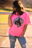 Checkered Bronc Card Tee