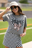 Football Mama Checkered Bow Tee