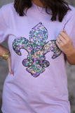 Faux Sequins Fleur De Lis Tee