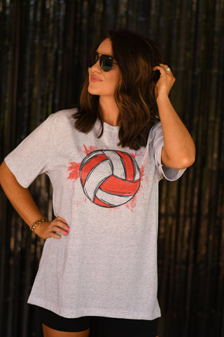 Red Volleyball Splatter Tee