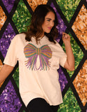 Mardi Gras Beaded Bow Tee/Long Sleeve tee