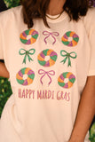 Happy Mardi Gras King Cake Tee/Long Sleeve Tee