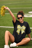 Gold Faux Glitter Football Bow Tee