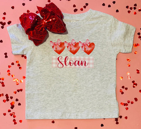 Custom Name Gingham Heart Tee