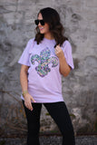 Faux Sequins Fleur De Lis Tee