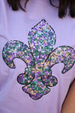 Faux Sequins Fleur De Lis Tee