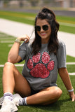 Red & Black Faux Glitter Paw Print Tee