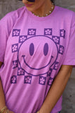 RTS Purple Smiley Flowers Tee