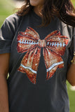 Faux Glitter Bow Football Tee