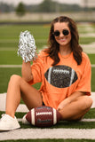 Orange Faux Glitter Football Tee