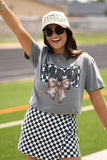 Football Mama Checkered Bow Tee