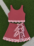 Custom Gingham Girls Two Piece Skirt Sets *Pre Order* *7 COLORS AVAILABLE*