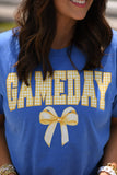 Game Day Gingham Bow Royal Tee