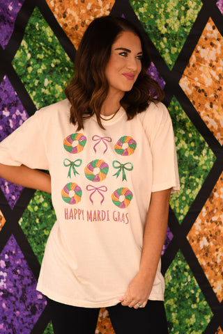 Happy Mardi Gras King Cake Tee/Long Sleeve Tee