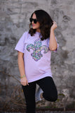 Faux Sequins Fleur De Lis Tee