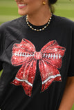 Red Faux Glitter Football Tee