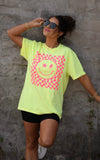 RTS Neon Yellow Checkered Smiley Tee