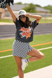 Orange Game Day Checkered Stars Tee