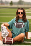 Emerald Faux Glitter Football Tee