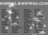 Baseball Club & Softball Club Mascot Tees (60 Mascots Available)