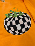 Checkered Pumpkin Embroidered Sweatshirt