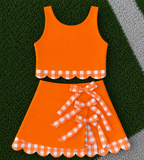Custom Gingham Girls Two Piece Skirt Sets *Pre Order* *7 COLORS AVAILABLE*
