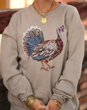 Faux Rhinestone Turkey Sweatshirt