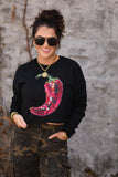 Disco Chili Pepper Cropped Sweatshirt