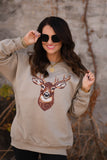Faux Rhinestone Deer Sweatshirt
