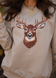 Faux Rhinestone Deer Sweatshirt
