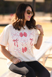 Red Baseball Bows Tee