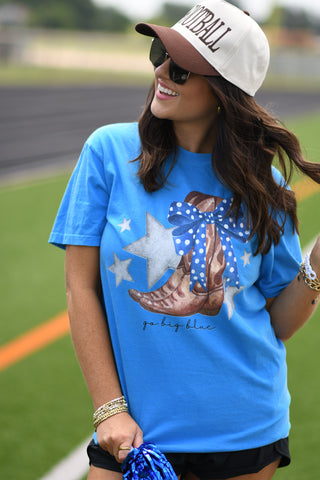 Go Big Blue Boots Tee