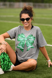 Green Faux Glitter Football Bow