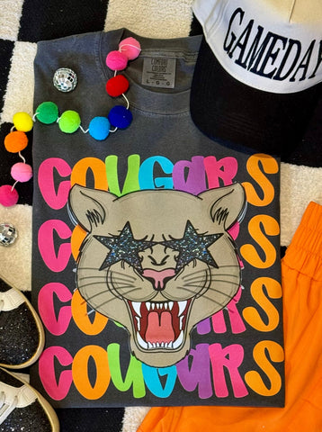 Cougars Neon Mascot Tee