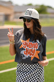 Orange Game Day Checkered Stars Tee