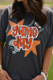 Orange Game Day Checkered Stars Tee