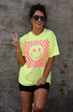 RTS Neon Yellow Checkered Smiley Tee