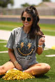 Game Day Smiley Faux Glitter Tee