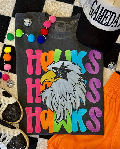 Hawks Neon Mascot Tee